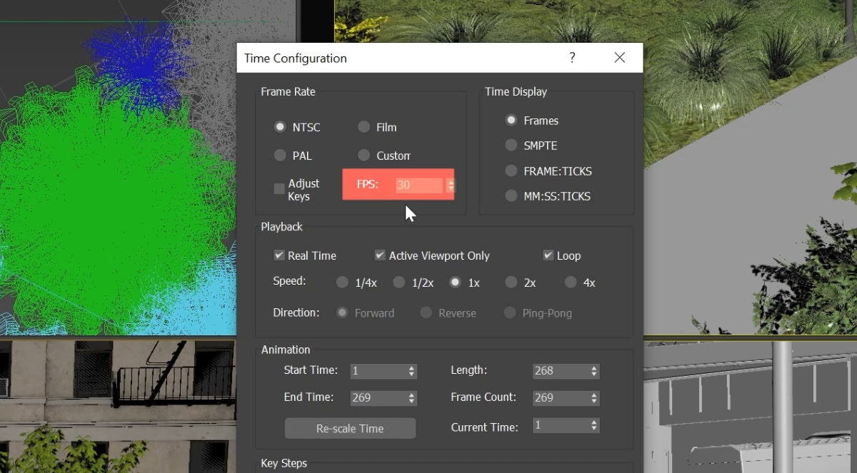 3ds Max Time Configuration Window