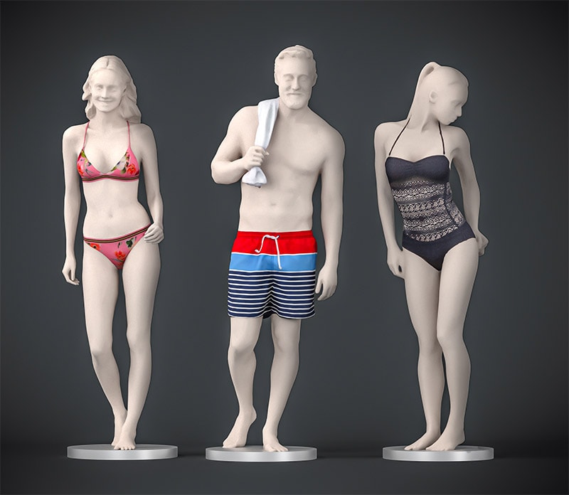 3D mannequins with swimwear clothings