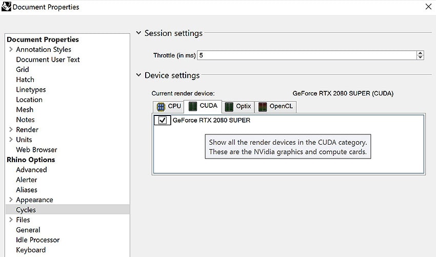 Rhino 7 Document Raytracing Settings