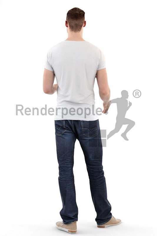 3d people casual, white 3d man with a cup