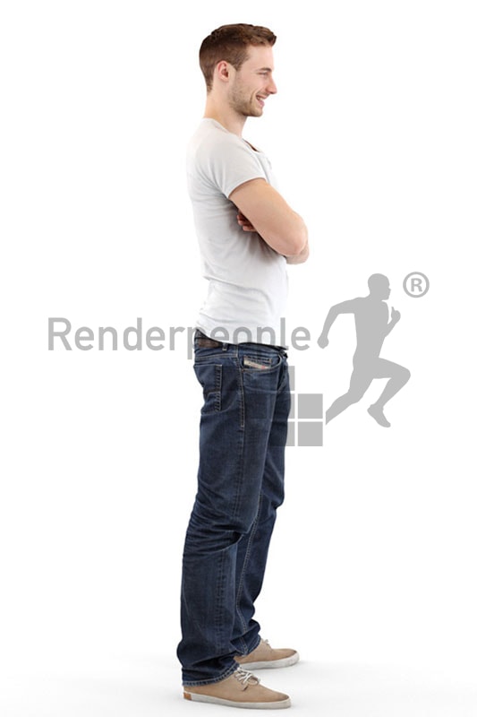 3d people casual, white 3d man standing