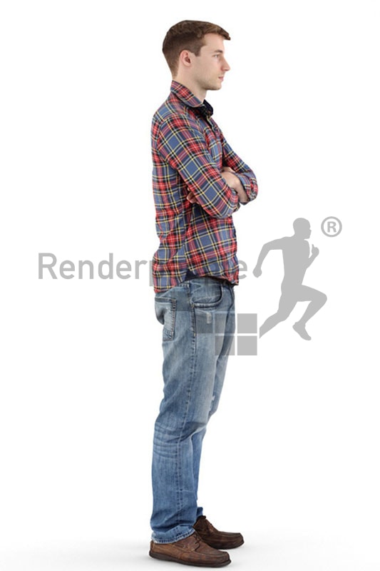 3d people casual, white 3d man standing