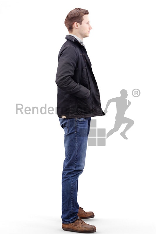 3d people casual, white 3d man with his hands in his pockets