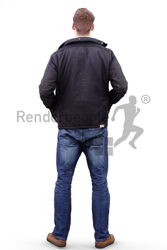 3d people casual, white 3d man with his hands in his pockets