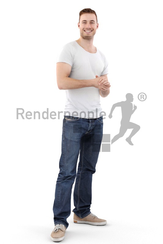 3d people casual, white 3d man smiling