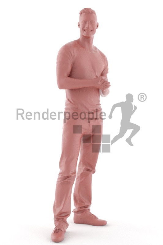 3d people casual, white 3d man smiling