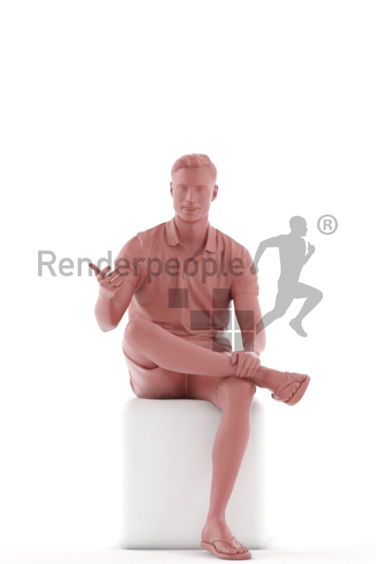 3d people casual, white 3d man sitting and talking