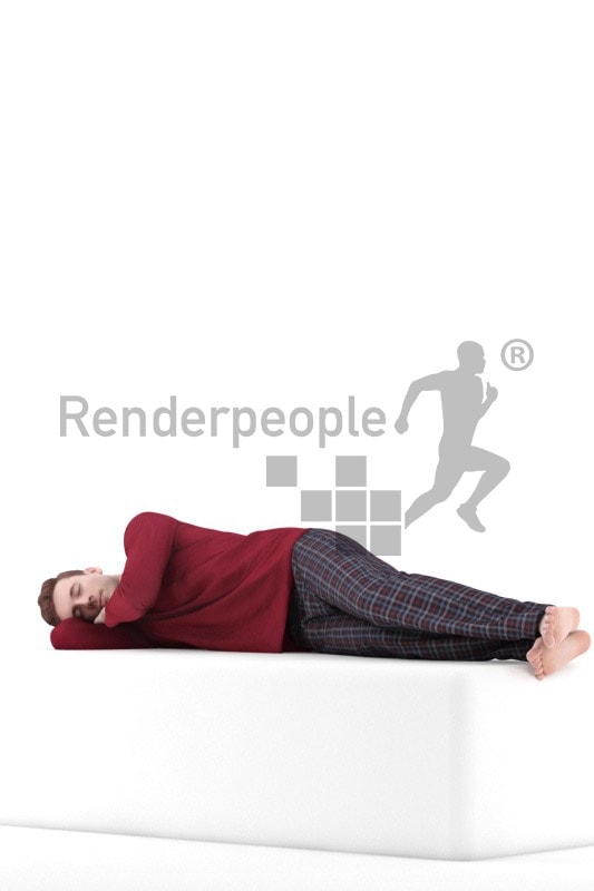 3d people casual, white 3d man sleeping
