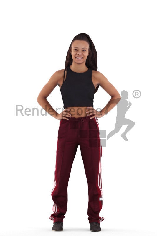 3D People model for 3ds Max and Cinema 4D  – black teenager in sportswear, smiling
