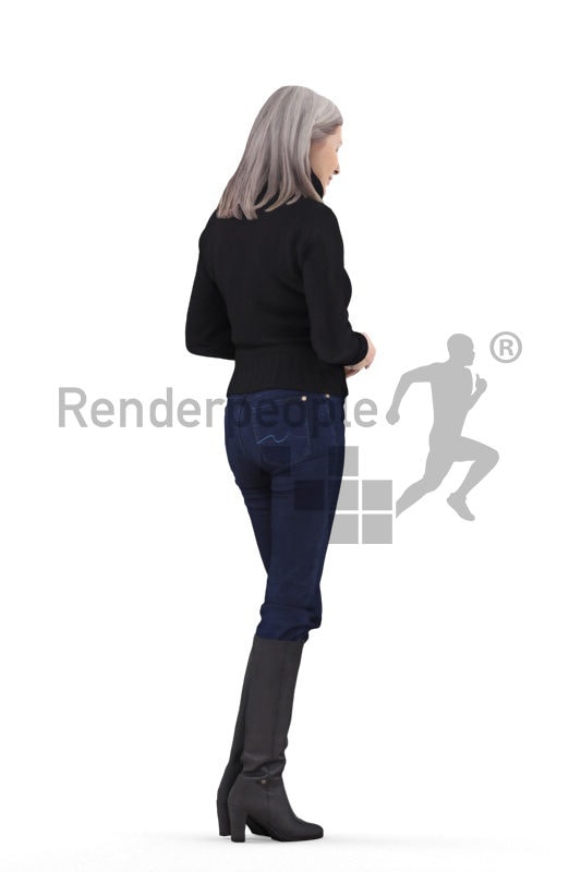 3D People model for 3ds Max and Cinema 4D – elderly european femal, standing, casual