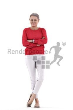 3D People model for 3ds Max and Cinema 4D – elderly white woman wearing smart casual outfit, standing