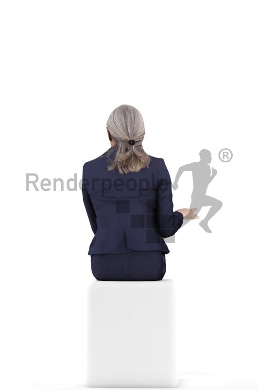 3d people business,3d elderly white woman, sitting and talking