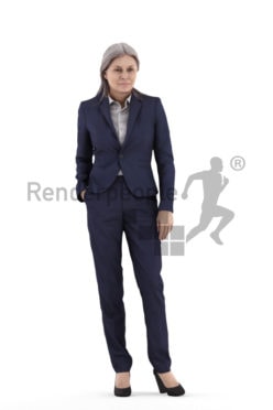 3d people business,3d elderly white woman standing