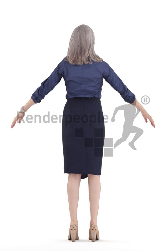 Rigged human 3D model by Renderpeople – elderly white woman, business