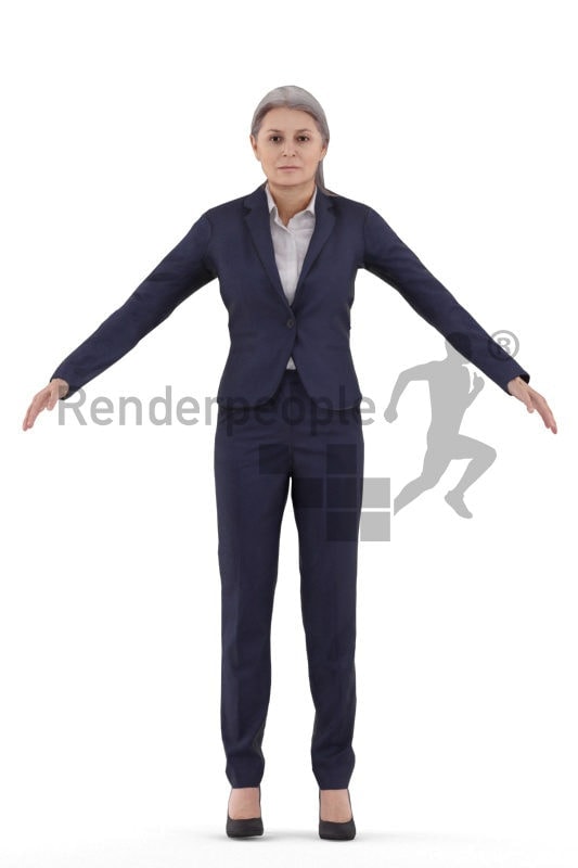 Rigged 3D People model for Maya and Cinema 4D – best ager woman, business suits