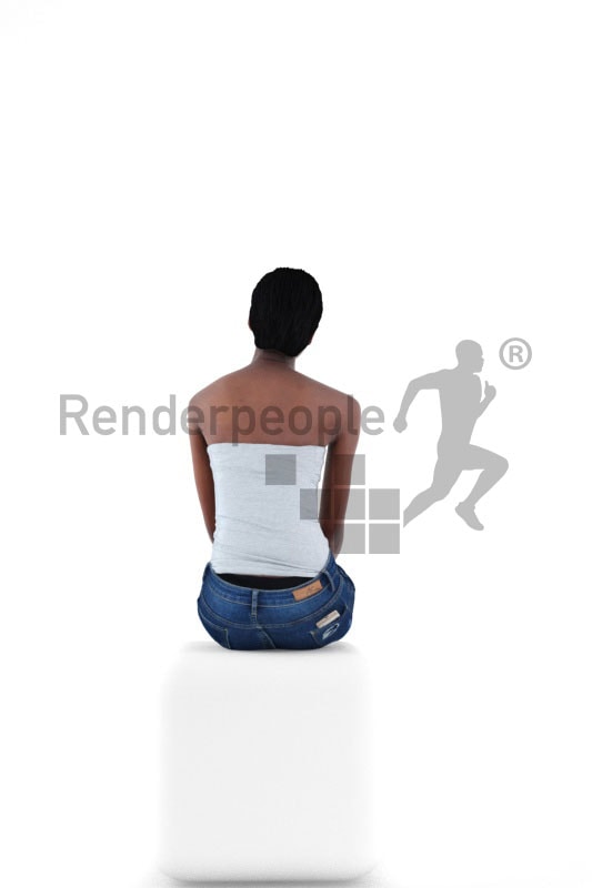 3d people casual, black 3d woman sitting and laughing