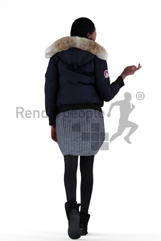 3d people casual, black 3d woman walking and talking
