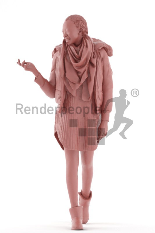 3d people casual, black 3d woman walking and talking
