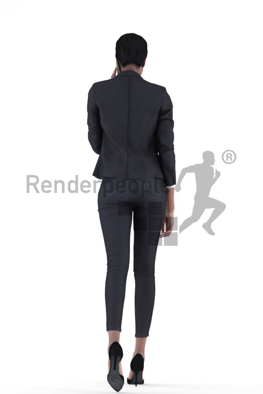3d people business, black 3d woman standing and calling somebody