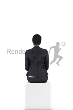 3d people business, black 3d women sitting and typing