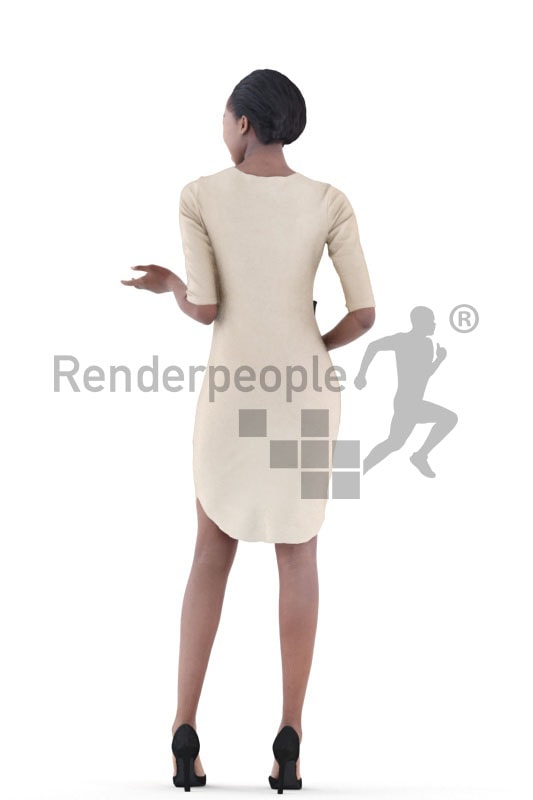 3d people evening, black 3d woman standing and talking