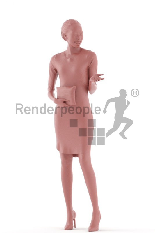 3d people evening, black 3d woman standing and talking