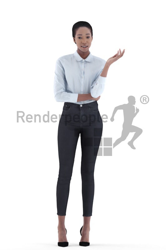 3d people business, black 3d woman standing and talking