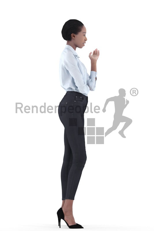 3d people business, black 3d woman standing and talking