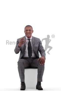 3d people business, black 3d man standing and holding plates