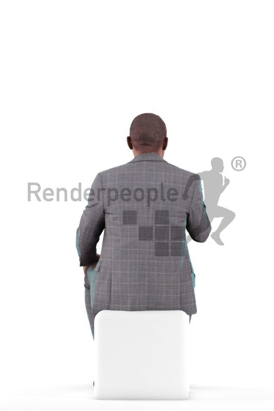 3d people business, black 3d man sitting and talking