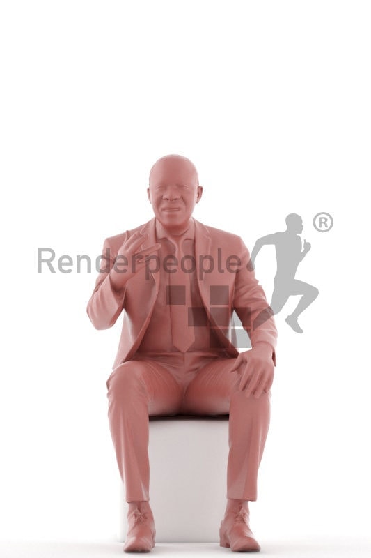 3d people business, black 3d man sitting and talking