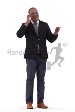 3d people business, black 3d man standing and talking