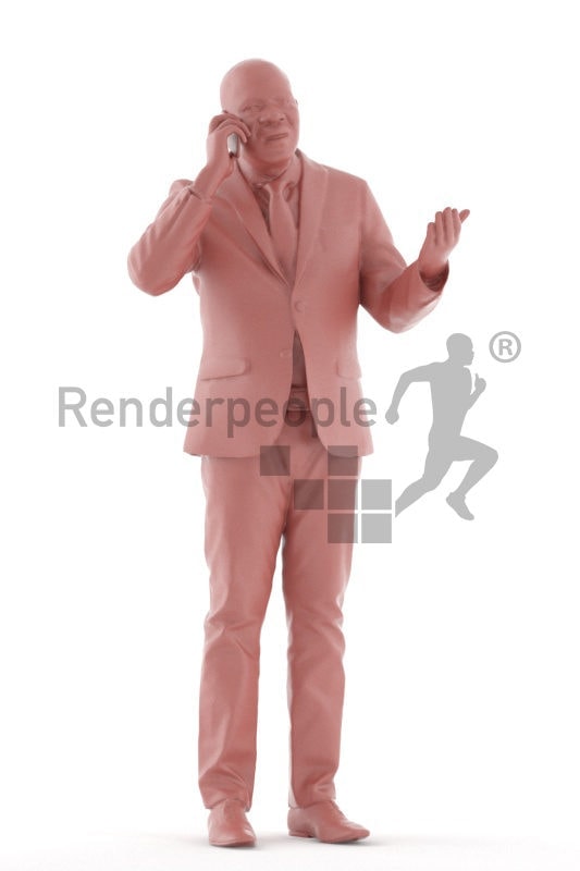 3d people business, black 3d man standing and talking