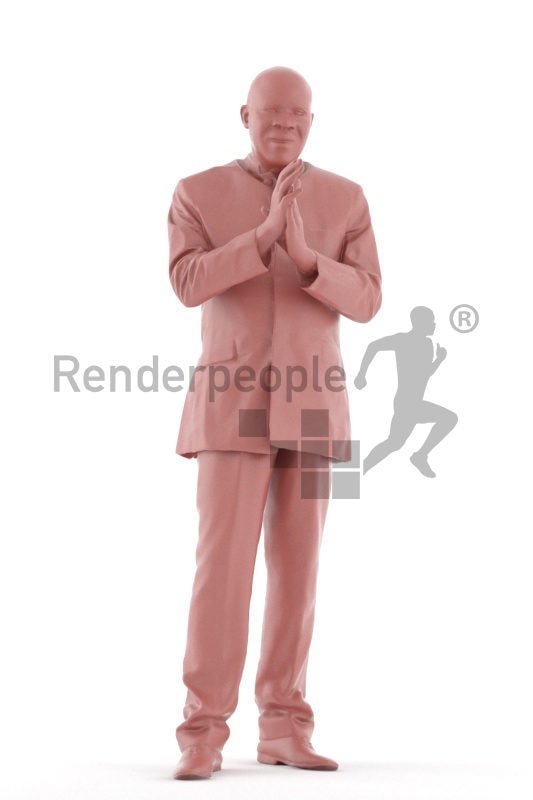 3d people event, black 3d man standing and clapping