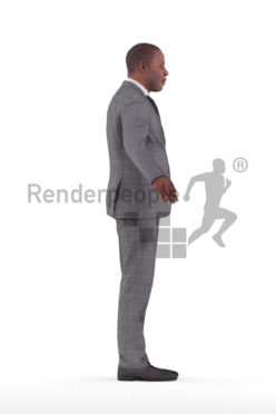 Rigged and retopologized 3D People model – elderly black man in business suits