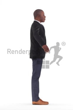 Rigged human 3D model by Renderpeople – elderly black man in business suit