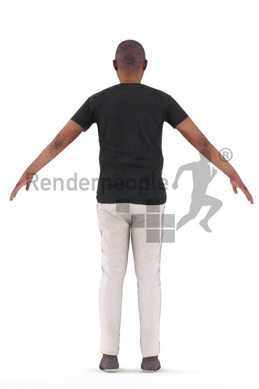 Rigged 3D People model for Maya and Cinema 4D – elderly black man, casual