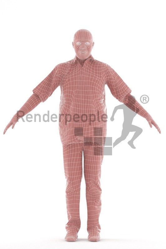 Rigged and retopologized 3D People model, black man in traditional clothing