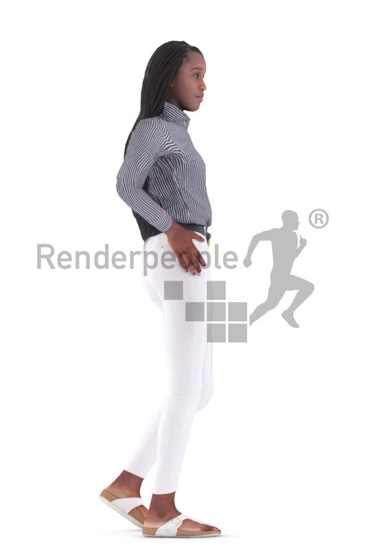 3D People model for animations – black female in business clothes, standing