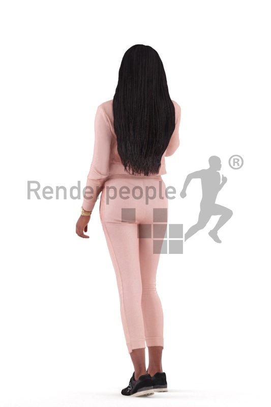 3d people casual, black 3d woman standing and calling somebody