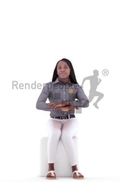 3d people casual, black 3d woman sitting