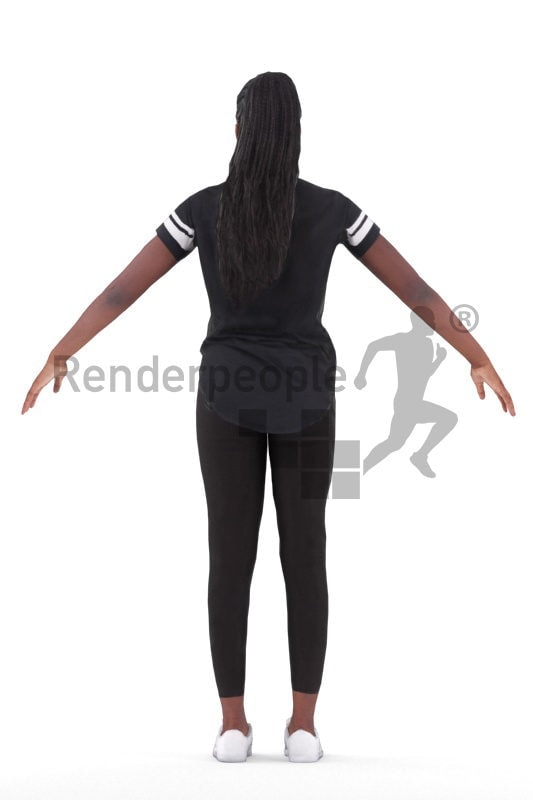 Rigged 3D People model for Maya and Cinema 4D – Black young woman in casual clothes