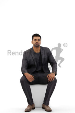 3d people business, indian 3d man wearing a suit sitting