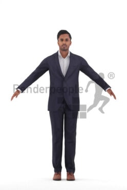 Rigged 3D People model for Maya and Cinema 4D – indian man in suit, for event or business visualizations