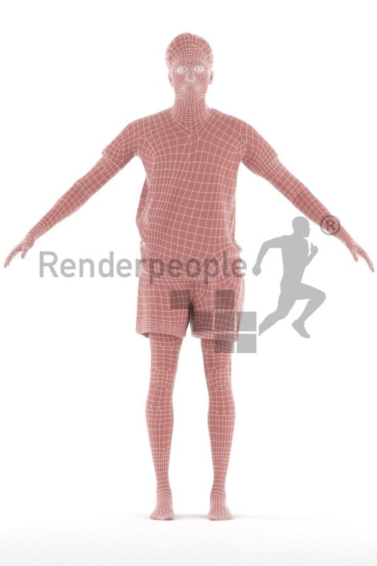 Rigged and retopologized 3D People model – indian/middle eastern man in sleepwear