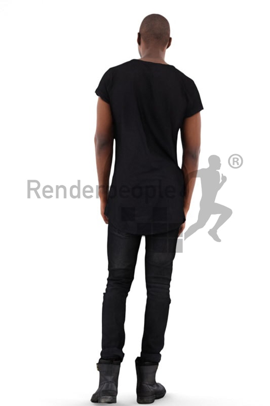 3d people casual, black 3d man standing and smiling