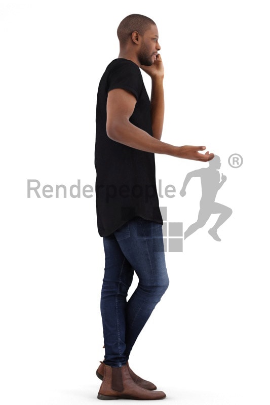 3d people casual, black 3d man talking on the phone