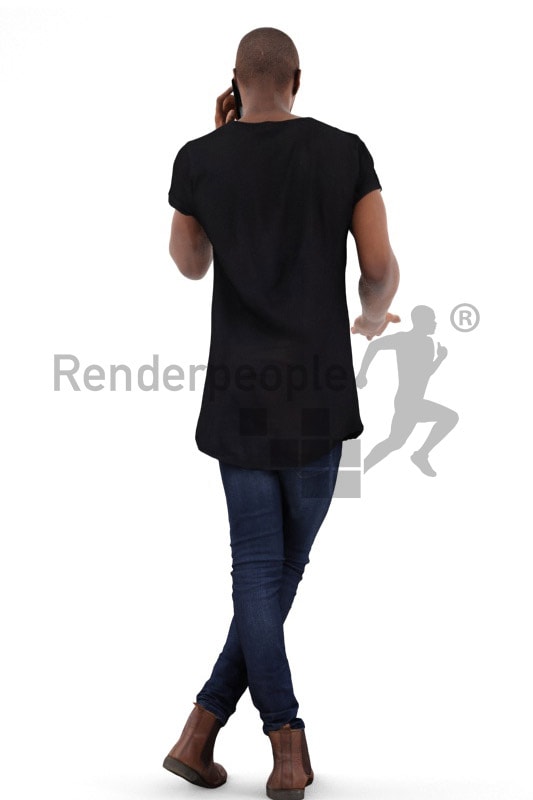 3d people casual, black 3d man talking on the phone