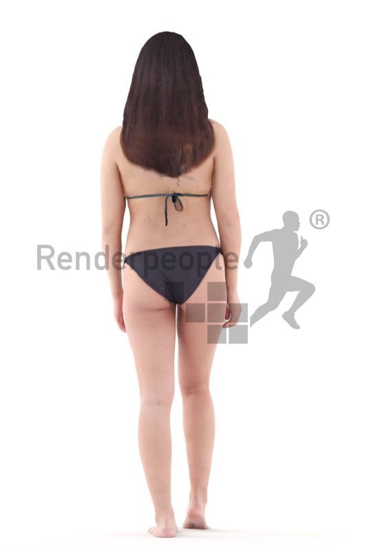 3d people swimwear, asian 3d woman walking