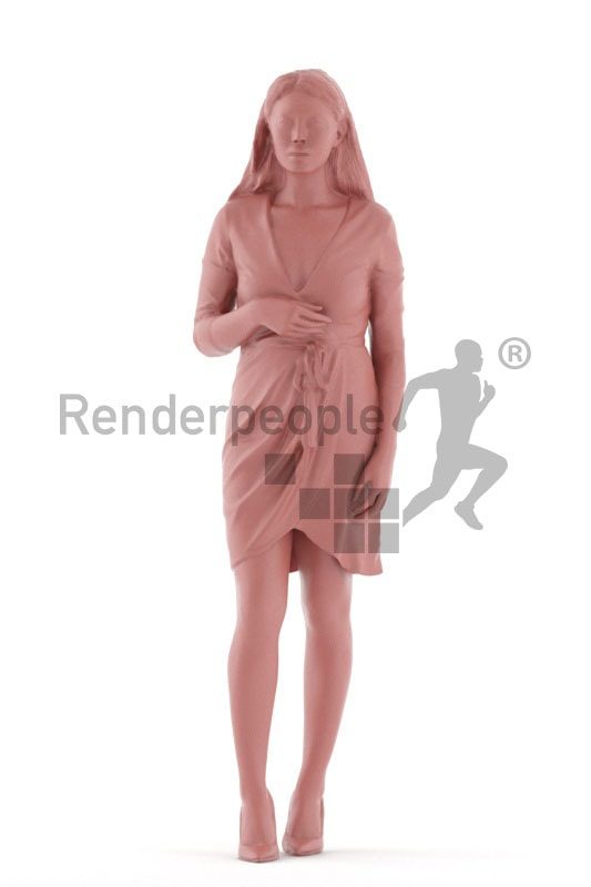 3d people event, asian 3d woman standing and talking